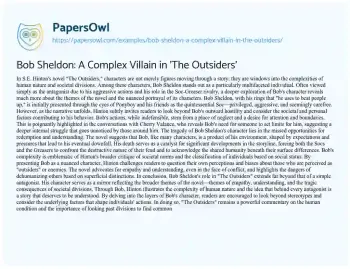 Essay on Bob Sheldon: a Complex Villain in ‘The Outsiders’