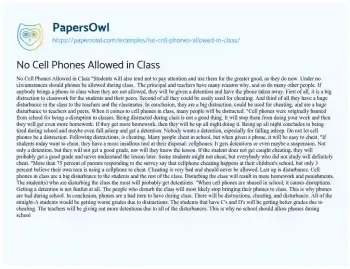 Essay on No Cell Phones Allowed in Class