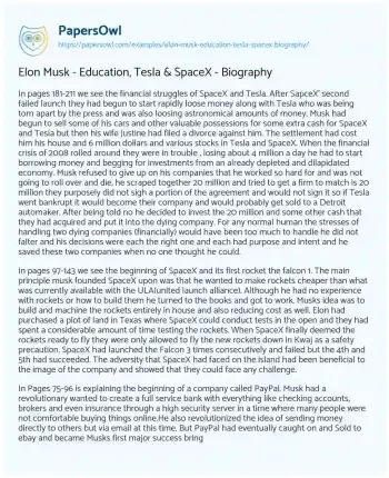 Essay on Elon Musk – Education, Tesla & SpaceX – Biography