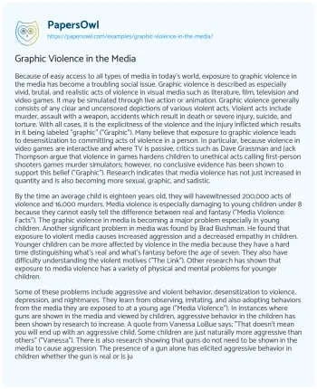 Essay on Graphic Violence in the Media