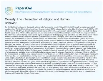 Essay on Morality: the Intersection of Religion and Human Behavior