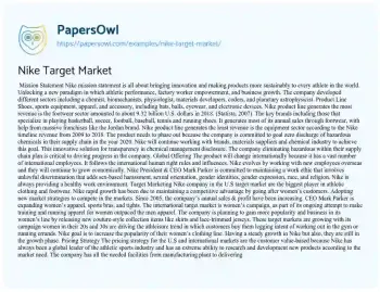 Essay on Nike Target Market