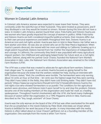 Essay on Women in Colonial Latin America