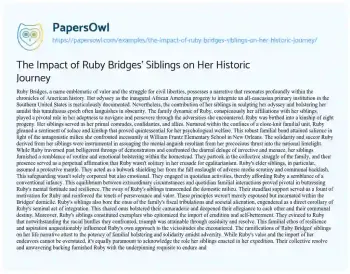 Essay on The Impact of Ruby Bridges’ Siblings on her Historic Journey