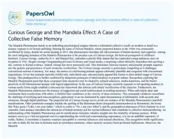 Essay on Curious George and the Mandela Effect: a Case of Collective False Memory