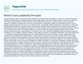 Essay on Marine Corps Leadership Principles