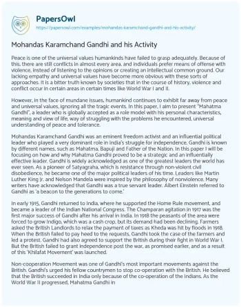 Essay on Mohandas Karamchand Gandhi and his Activity