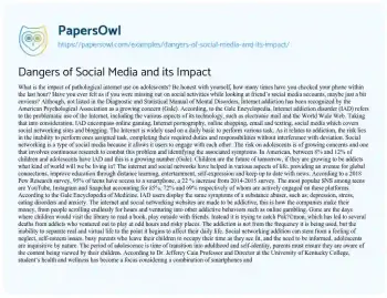 Essay on Dangers of Social Media