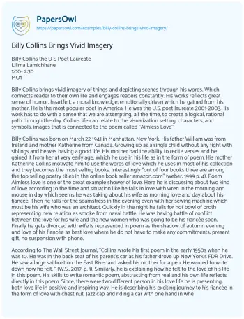 Essay on Billy Collins Brings Vivid Imagery