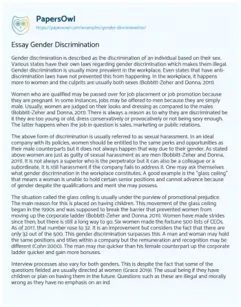 Essay on Essay Gender Discrimination