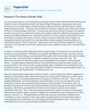 Essay on Research on Mexico Border Wall