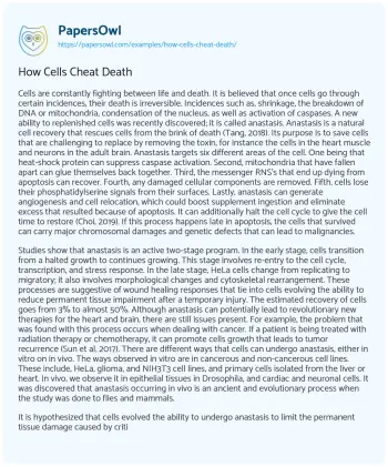 Essay on How Cells Cheat Death