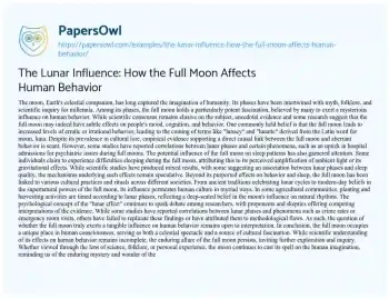 Essay on The Lunar Influence: how the Full Moon Affects Human Behavior