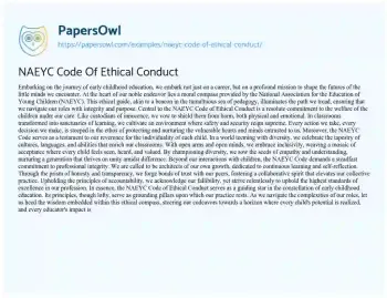 Essay on NAEYC Code of Ethical Conduct