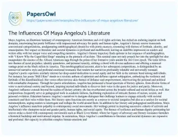 Essay on The Influences of Maya Angelou’s Literature