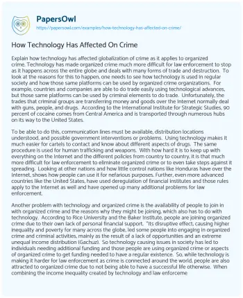 Essay on How Technology has Affected on Crime