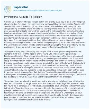 Essay on My Personal Attitude to Religion