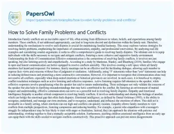 Essay on How to Solve Family Problems and Conflicts