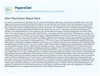 Essay on John Paul Jones: Naval Hero