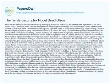 Essay on The Family Circumplex Model David Olson