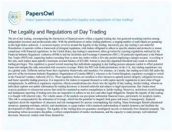 Essay on The Legality and Regulations of Day Trading