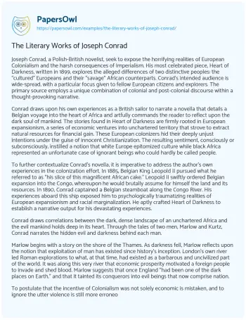 Essay on The Literary Works of Joseph Conrad