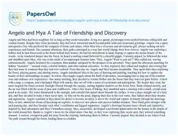 Essay on Angelo and Mya: a Tale of Friendship and Discovery