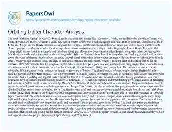 Essay on Orbiting Jupiter Character Analysis