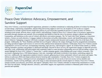 Essay on Peace over Violence: Advocacy, Empowerment, and Survivor Support