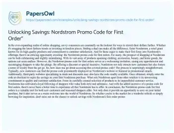 Essay on Unlocking Savings: Nordstrom Promo Code for First Order”