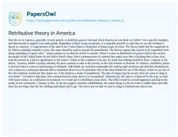 Essay on Retributive Theory in America