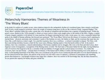 Essay on Melancholy Harmonies: Themes of Weariness in ‘The Weary Blues’