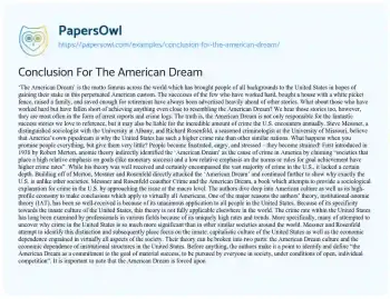 Essay on Conclusion for the American Dream