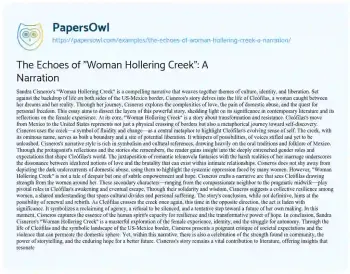 Essay on The Echoes of “Woman Hollering Creek”: a Narration