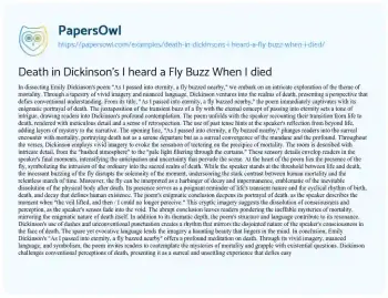 Essay on Death in Dickinson’s i Heard a Fly Buzz when i Died