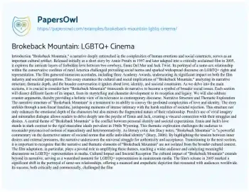 Essay on Brokeback Mountain: LGBTQ+ Cinema