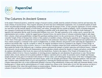 Essay on The Columns in Ancient Greece