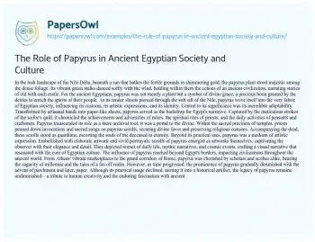 Essay on The Role of Papyrus in Ancient Egyptian Society and Culture