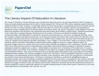 Essay on The Literary Impacts of Naturalism in Literature