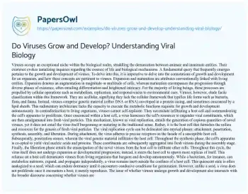 Essay on Do Viruses Grow and Develop? Understanding Viral Biology