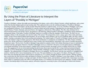 Essay on By Using the Prism of Literature to Interpret the Layers of “Possibly in Michigan”