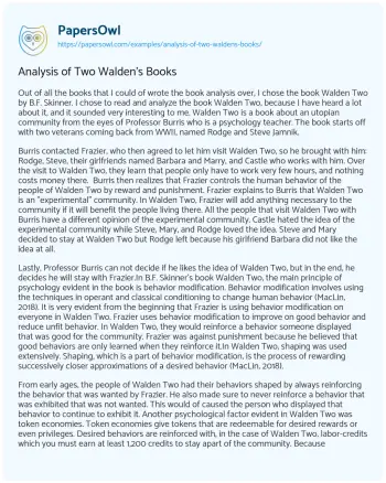 Essay on Analysis of Two Walden’s Books