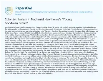 Essay on Color Symbolism in Nathaniel Hawthorne’s “Young Goodman Brown”