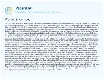 Essay on Women in Combat