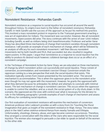 Essay on Nonviolent Resistance – Mohandas Gandh