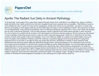 Essay on Apollo: the Radiant Sun Deity in Ancient Mythology