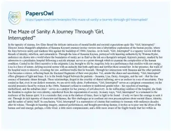 Essay on The Maze of Sanity: a Journey through ‘Girl, Interrupted'”