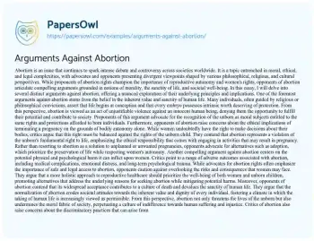 Essay on Arguments against Abortion