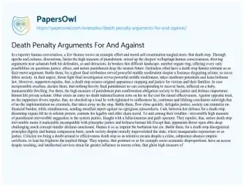 Essay on Death Penalty Arguments for and against