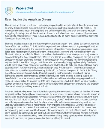 Essay on Reaching for the American Dream